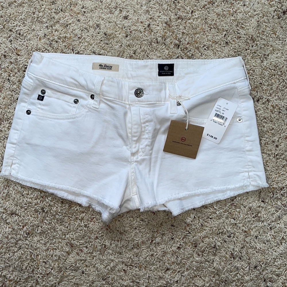 Women’s white AG Jean shorts. Brand new with tags